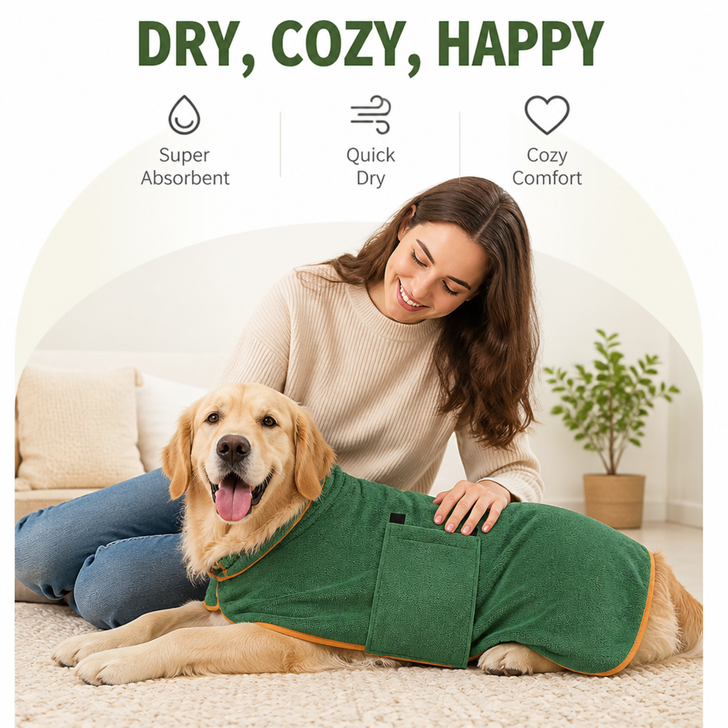 DogBedHouse Highly Absorbent & Quick-Dry Pet Bathrobe