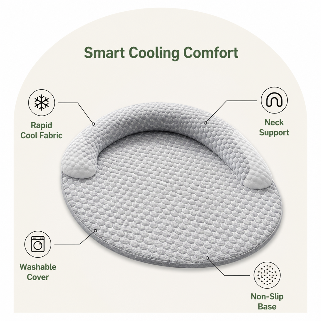 DogBedHouse Honeycomb Cooling Non-Slip Dog Mat (Removable Cover)