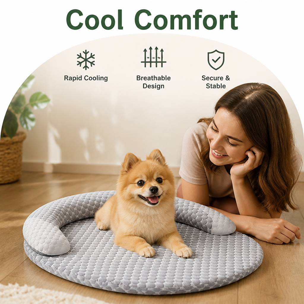 DogBedHouse Honeycomb Cooling Non-Slip Dog Mat (Removable Cover)