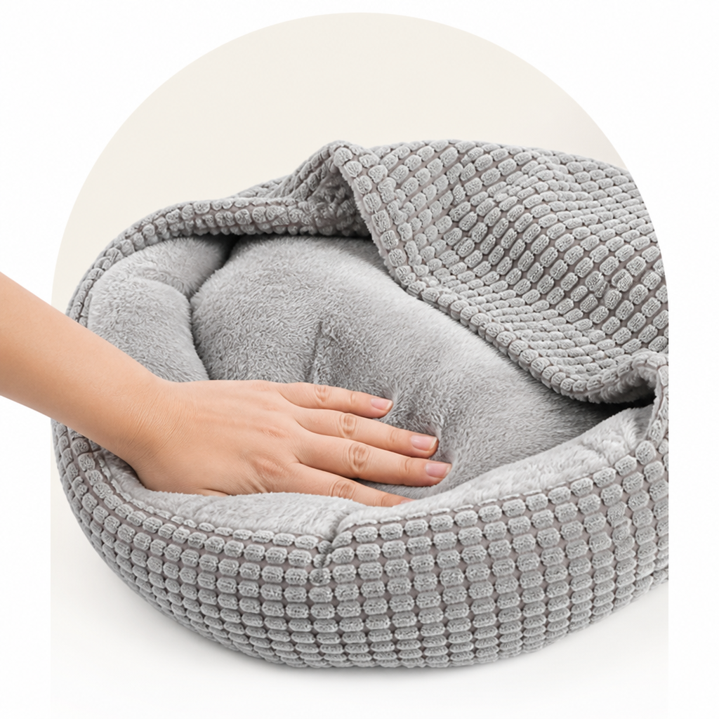 DogBedHouse Hooded Plush & Non-Slip Cave Bed (Machine Washable)