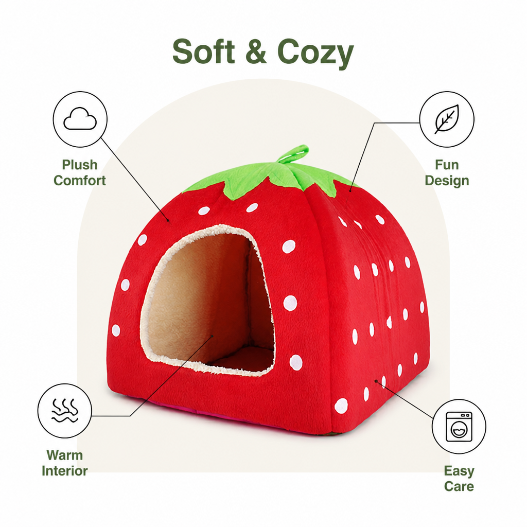 DogBedHouse Hooded Plush Pet Cave Bed (Removable Cushion)
