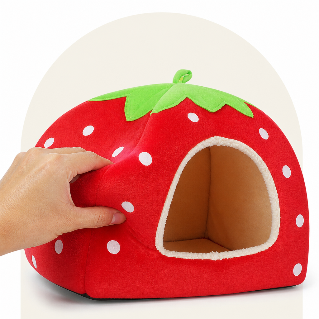 DogBedHouse Hooded Plush Pet Cave Bed (Removable Cushion)