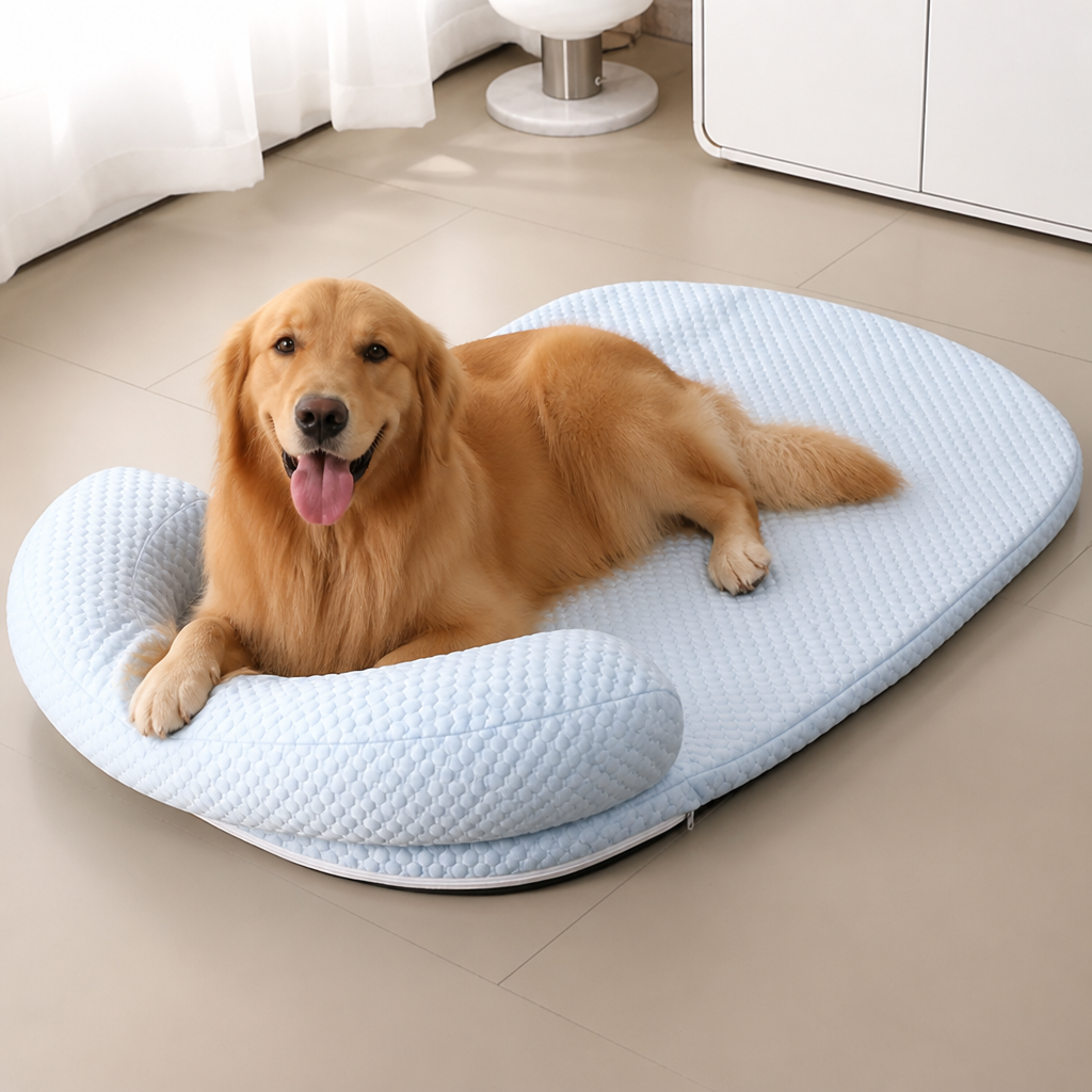 DogBedHouse Ice Silk Cooling 3D Egg Foam Dog Bed