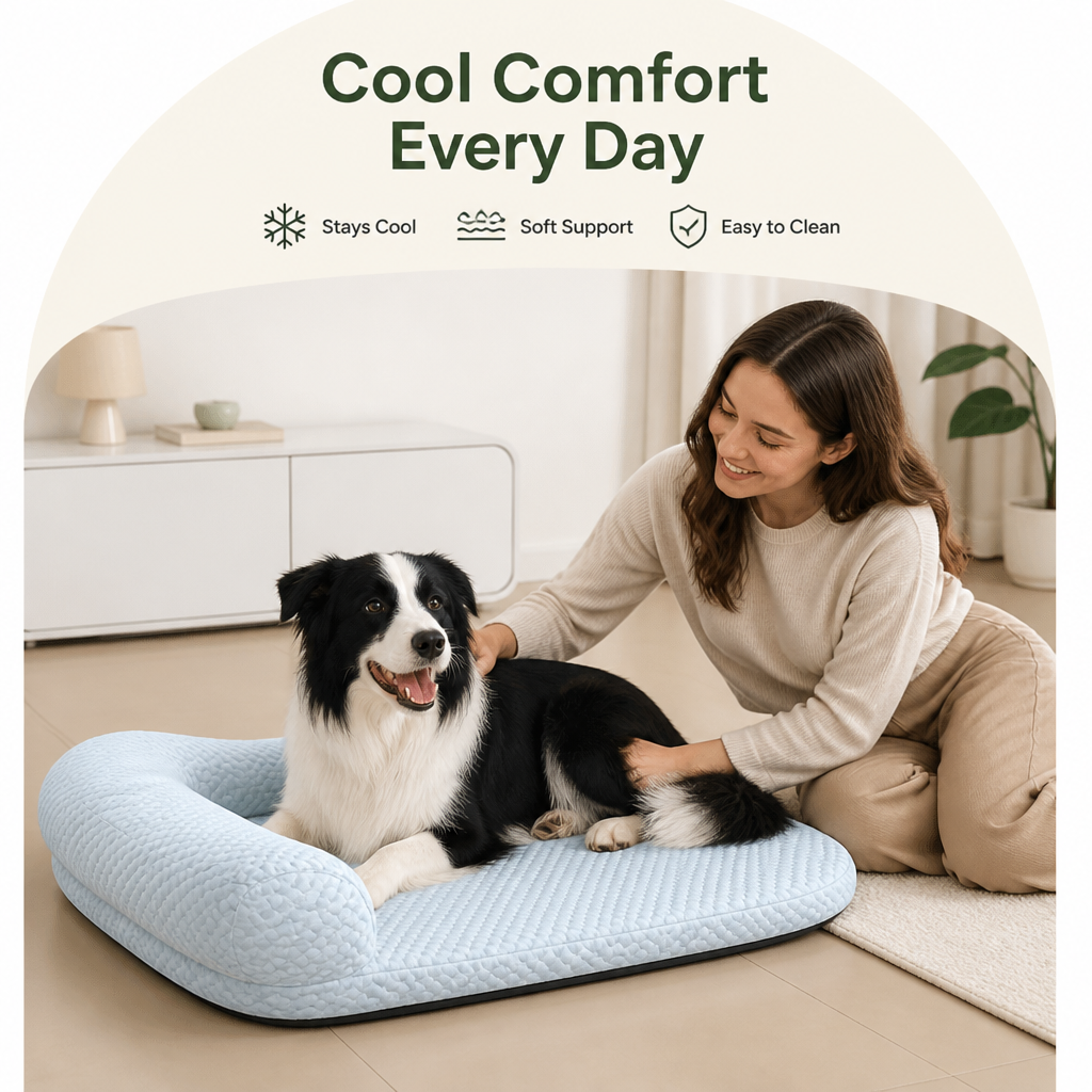 DogBedHouse Ice Silk Cooling 3D Egg Foam Dog Bed