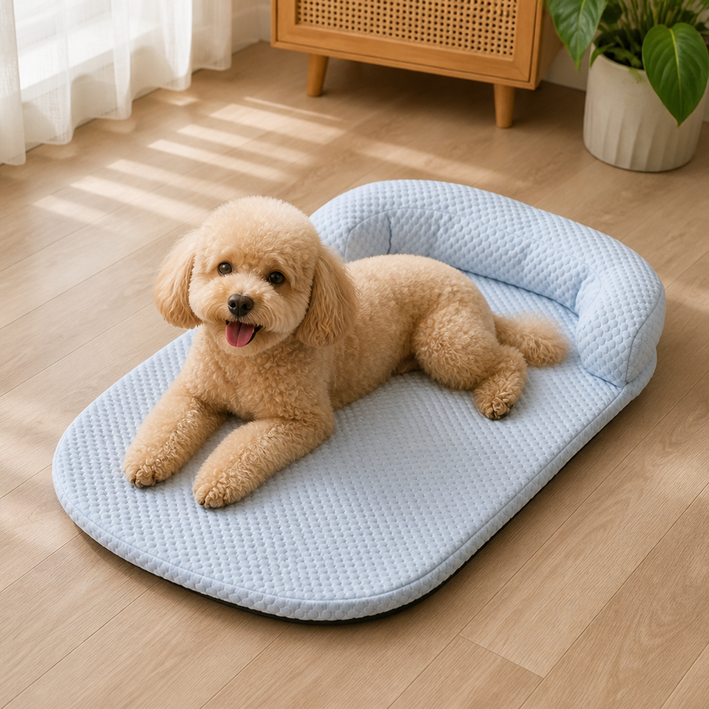 DogBedHouse Ice Silk Cooling 3D Egg Foam Dog Bed