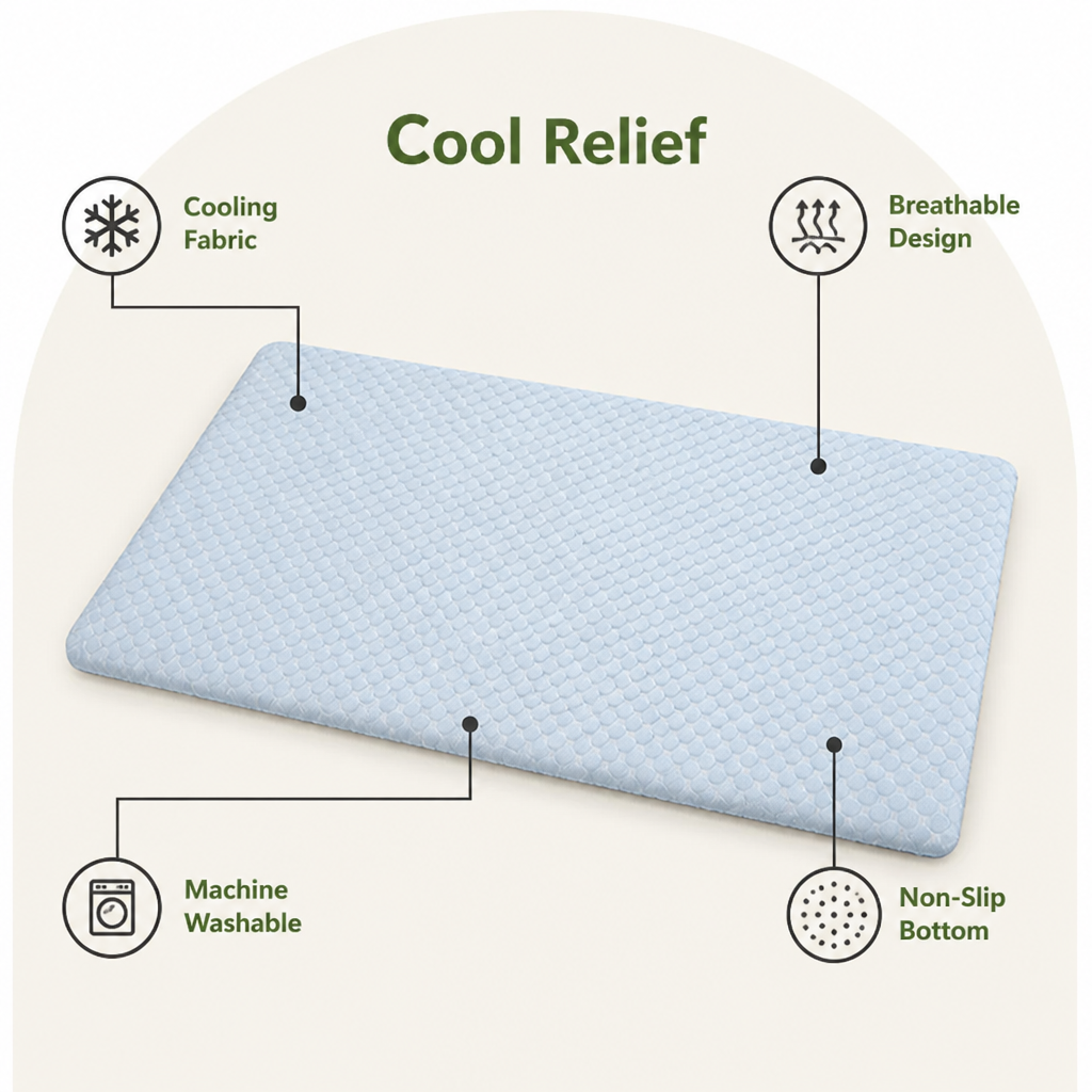 DogBedHouse Ice Silk Cooling & Non-Slip Washable Pet Mat