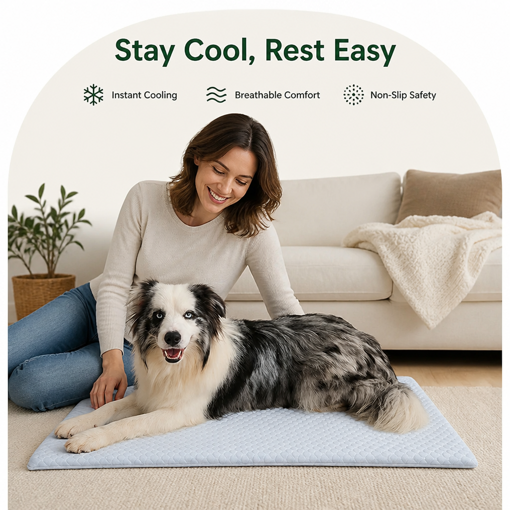 DogBedHouse Ice Silk Cooling & Non-Slip Washable Pet Mat
