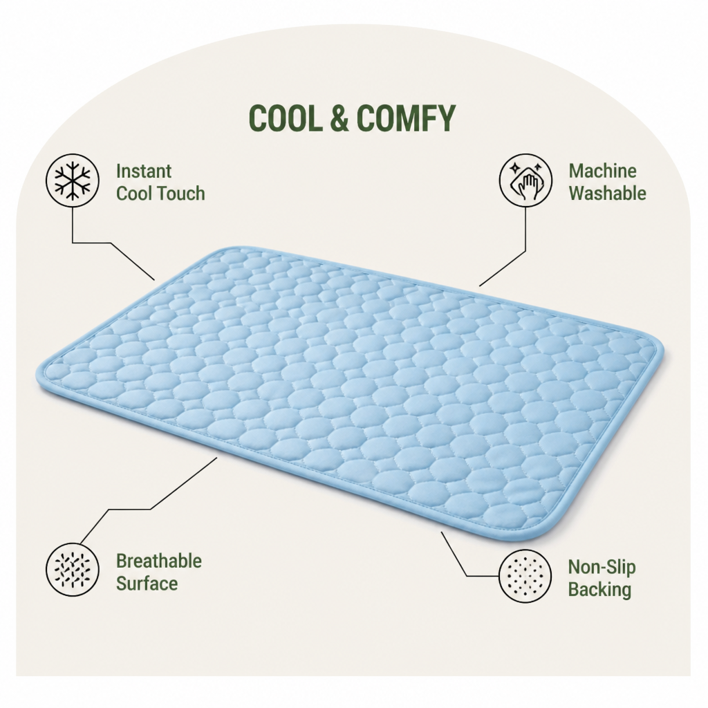 DogBedHouse Ice Silk & Non-Slip Pet Mat (Machine Washable)