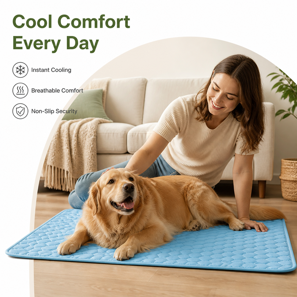 DogBedHouse Ice Silk & Non-Slip Pet Mat (Machine Washable)