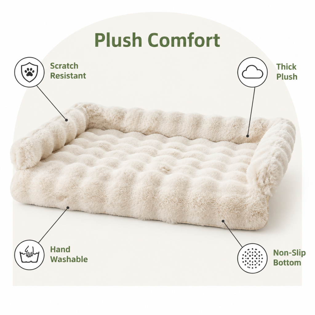 DogBedHouse Imitation Rabbit Fur & Anti-Slip Dog Bed
