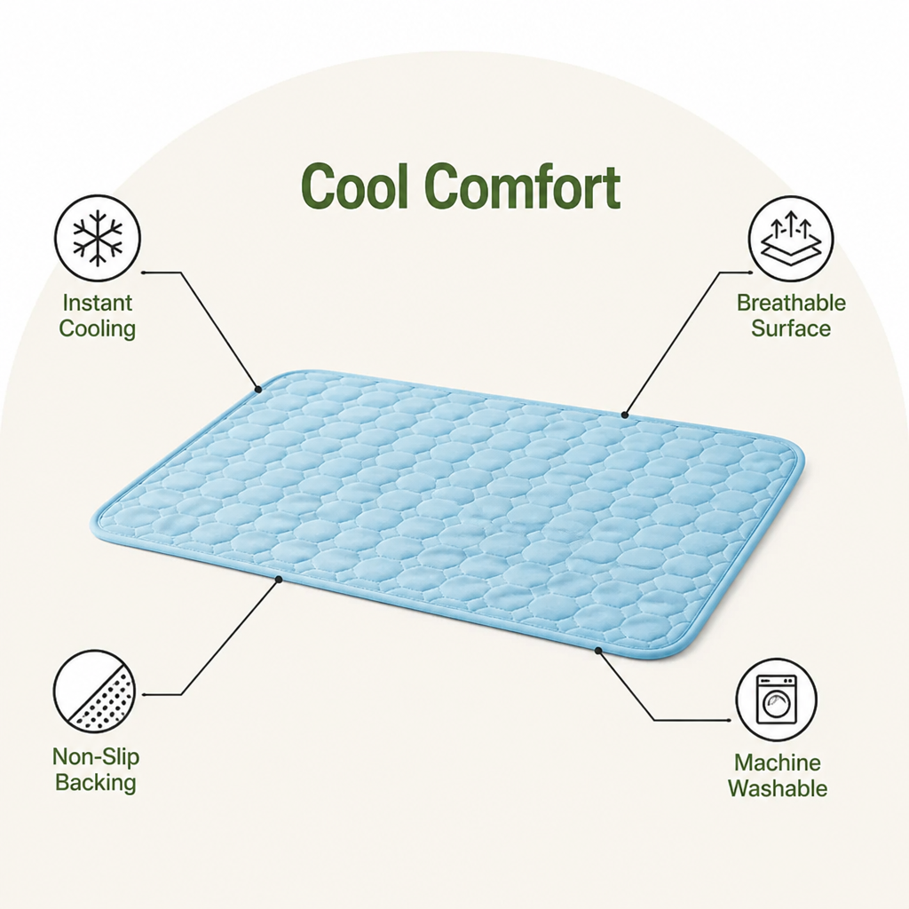 DogBedHouse Instant Cooling Ice Silk Quilted Pet Mat