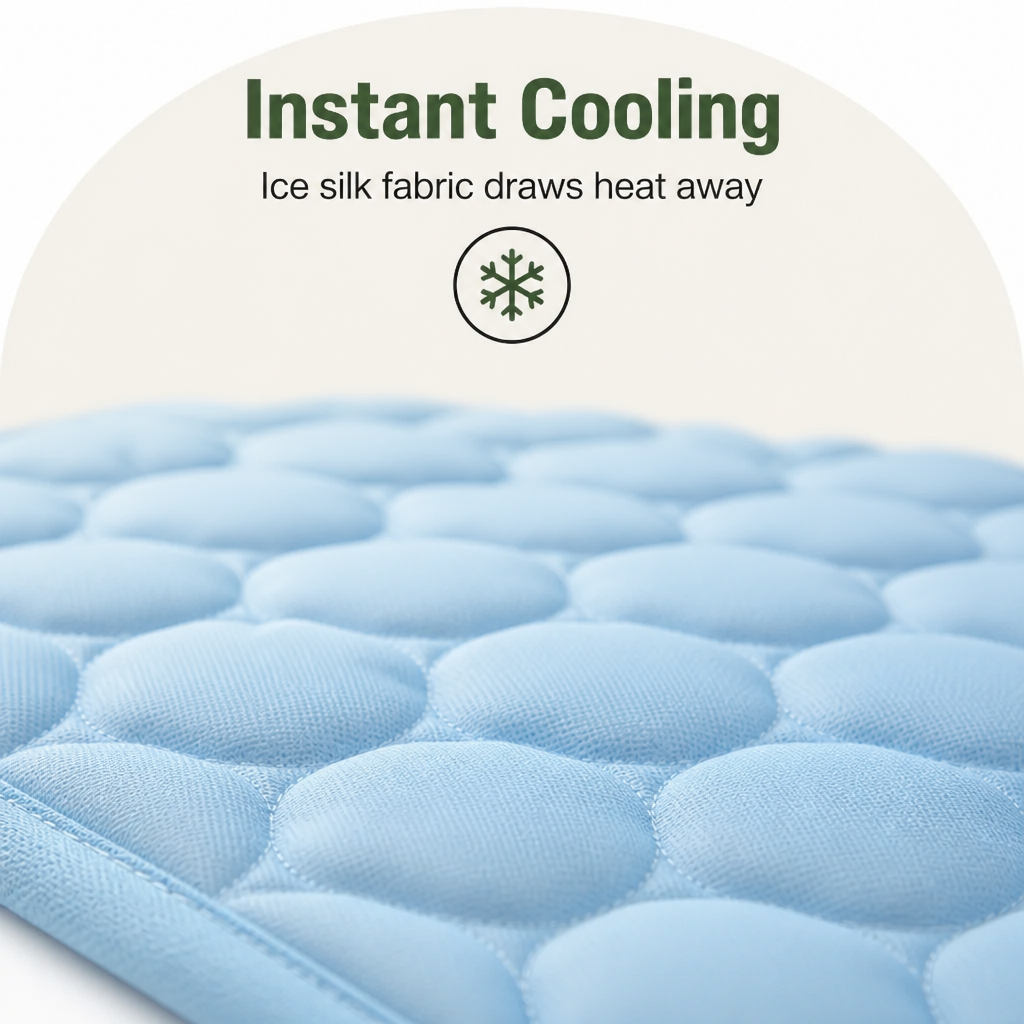 DogBedHouse Instant Cooling Ice Silk Quilted Pet Mat