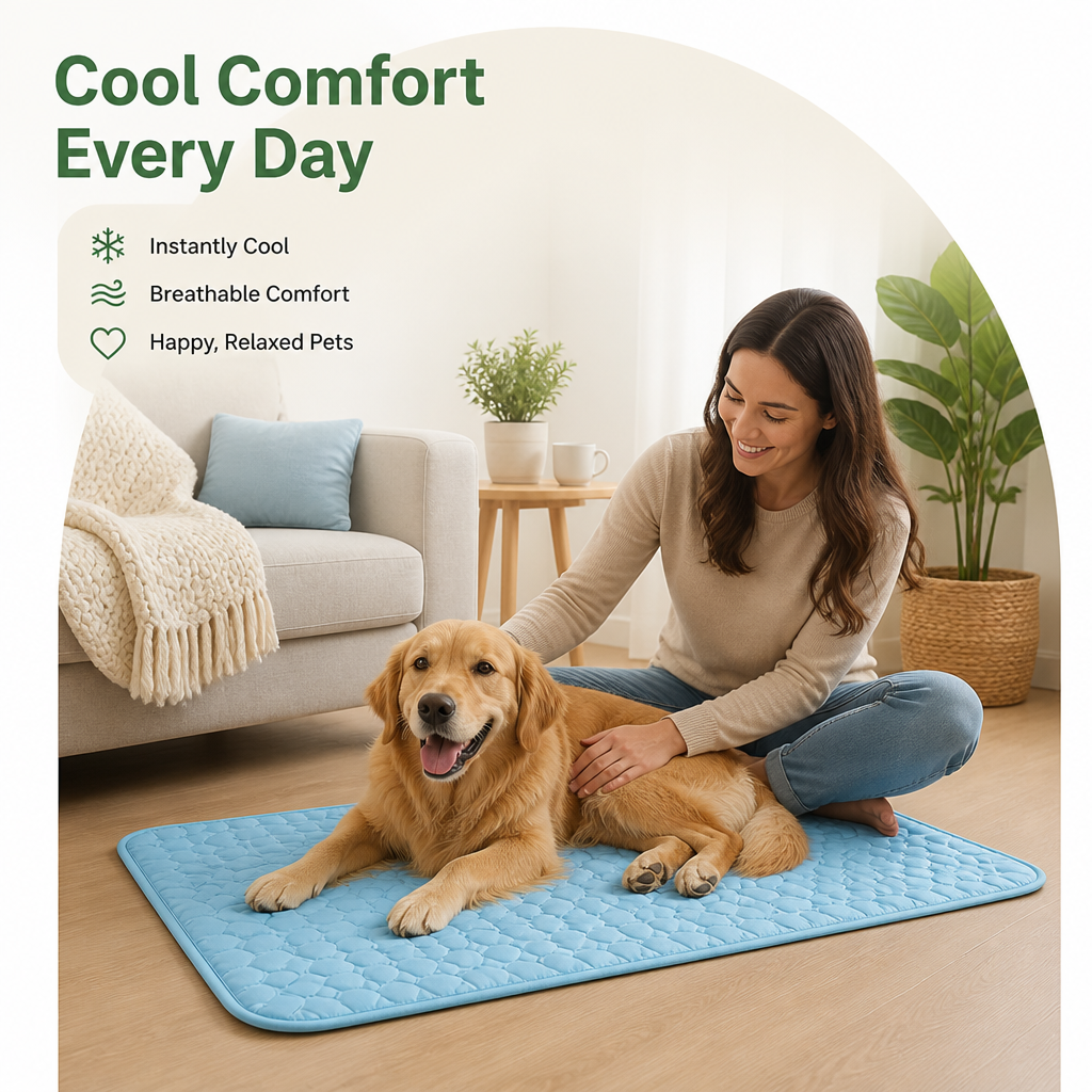DogBedHouse Instant Cooling Ice Silk Quilted Pet Mat