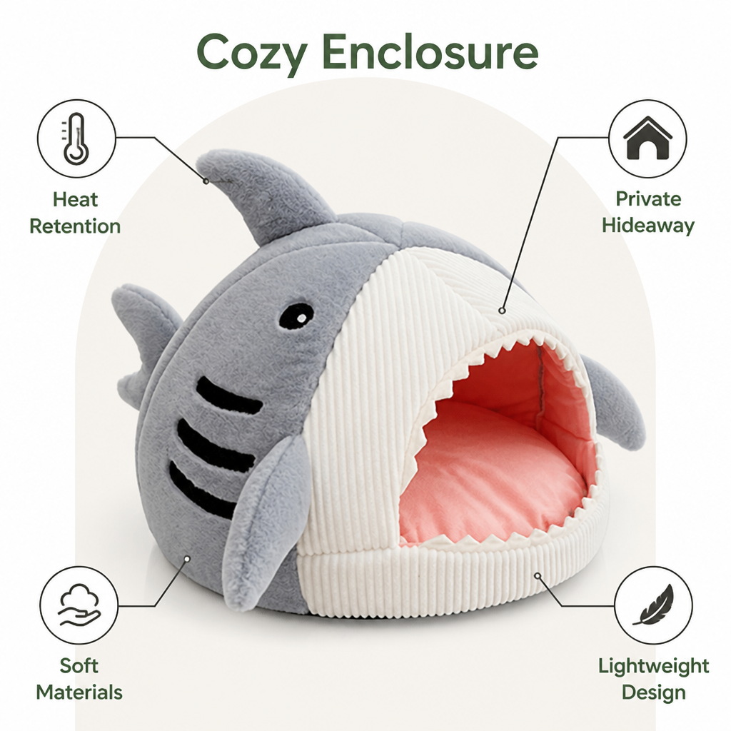 DogBedHouse Insulated Enclosed Plush Cat Bed