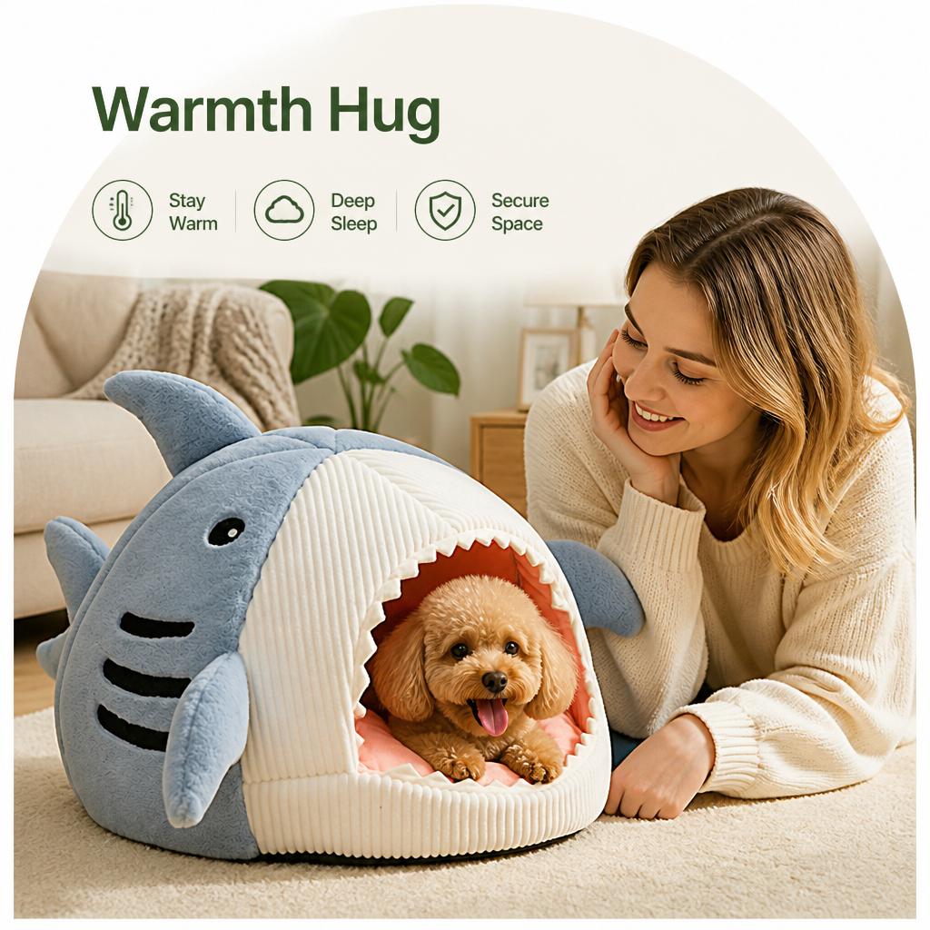 DogBedHouse Insulated Enclosed Plush Cat Bed