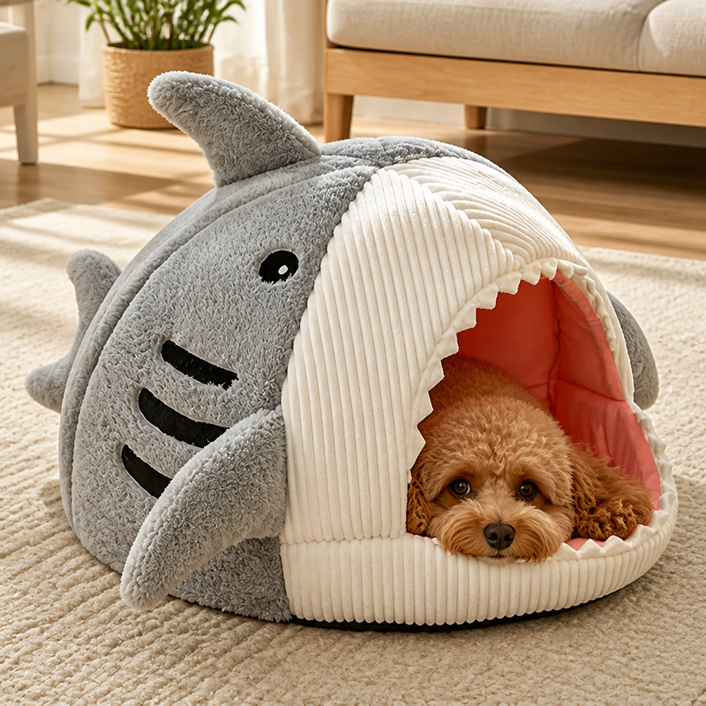 DogBedHouse Insulated Enclosed Plush Cat Bed