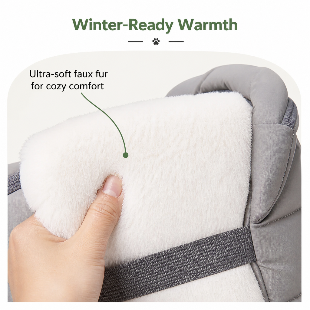 DogBedHouse Insulated Faux-Fur & Windproof Nylon Pet Carrier (Includes Two Mats)