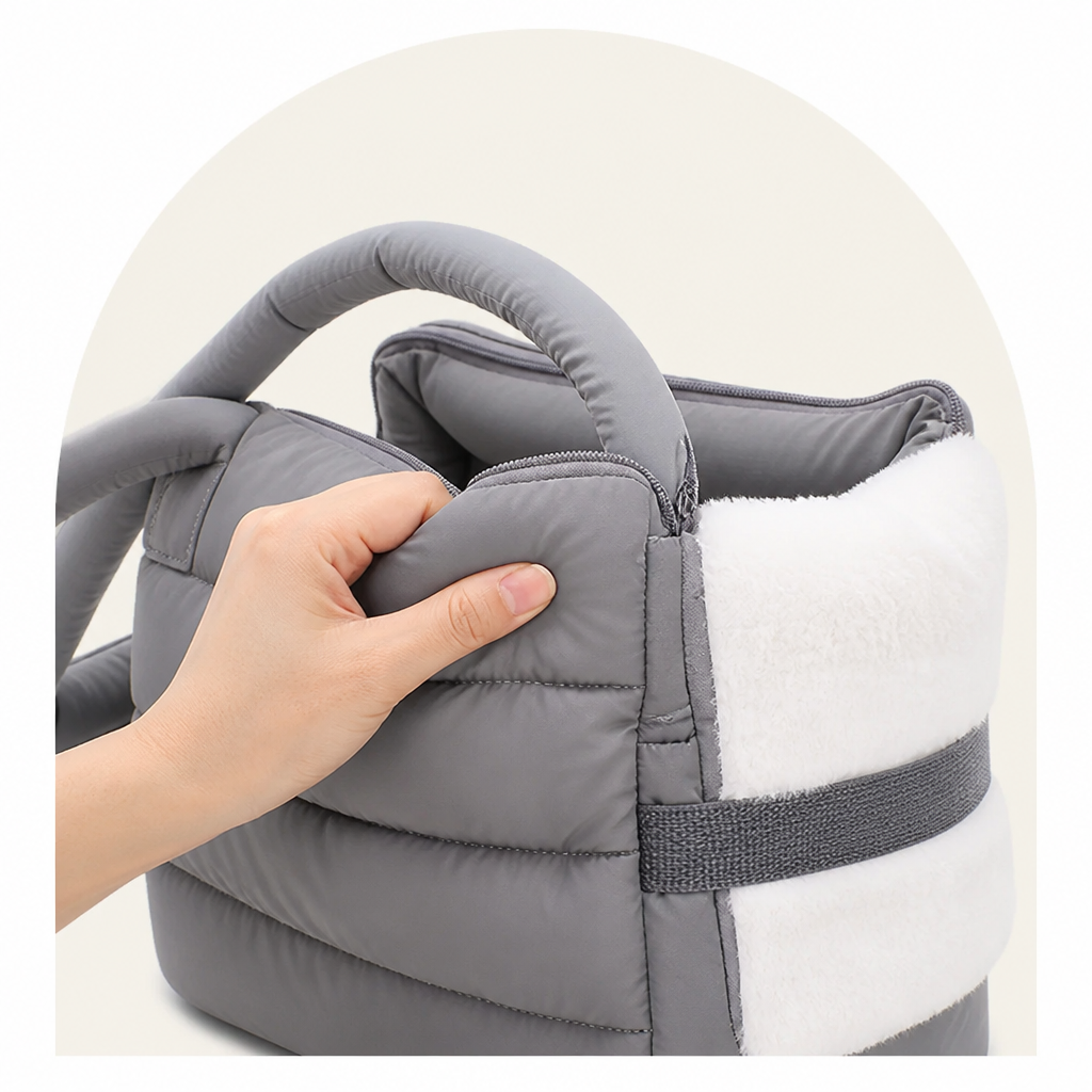 DogBedHouse Insulated Faux-Fur & Windproof Nylon Pet Carrier (Includes Two Mats)