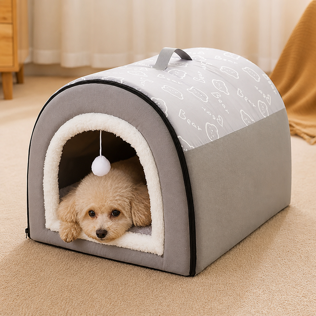 DogBedHouse Insulated Memory Foam Enclosed Dog Bed (Removable Cover)