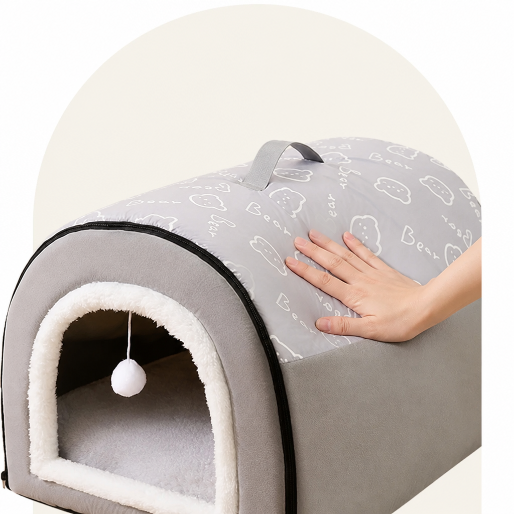 DogBedHouse Insulated Memory Foam Enclosed Dog Bed (Removable Cover)