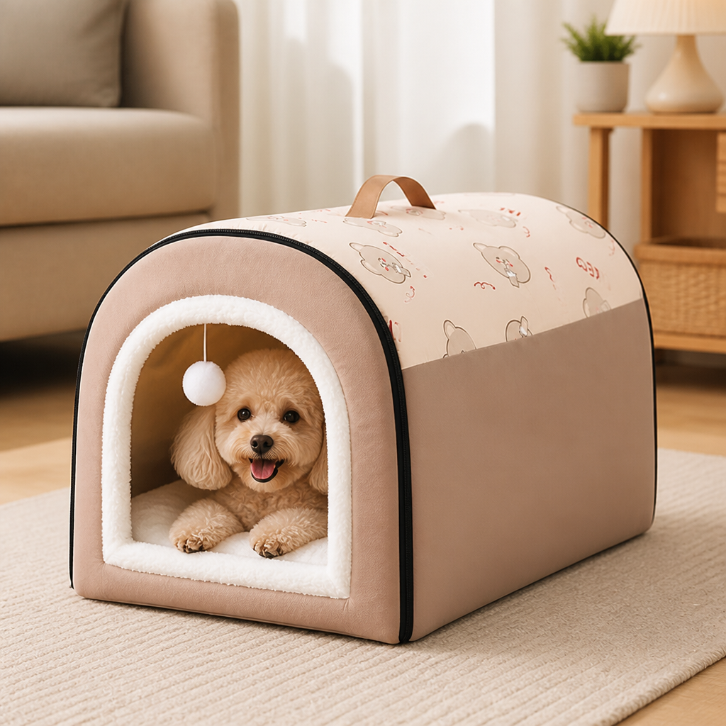 DogBedHouse Insulated Memory Foam Enclosed Dog Bed (Removable Cover)
