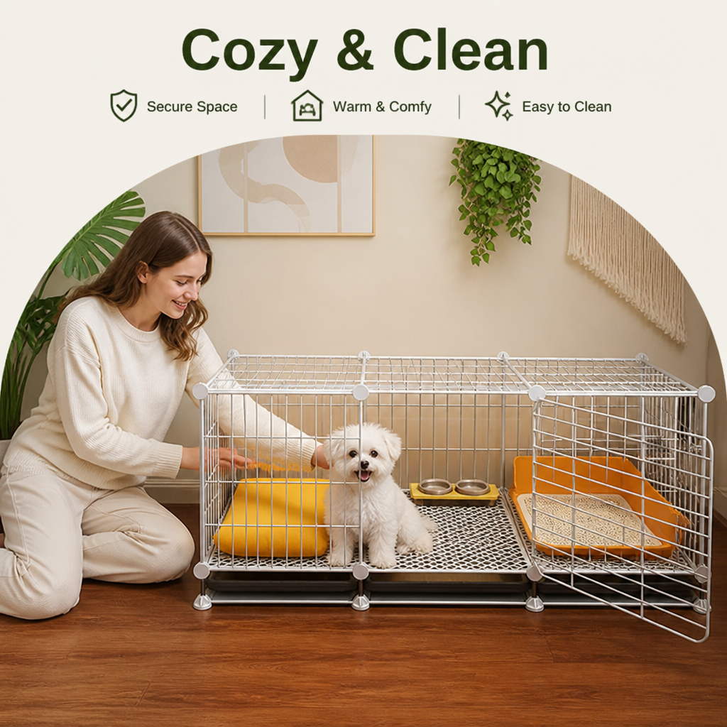 DogBedHouse Insulated & Separate Toilet Small Dog Kennel