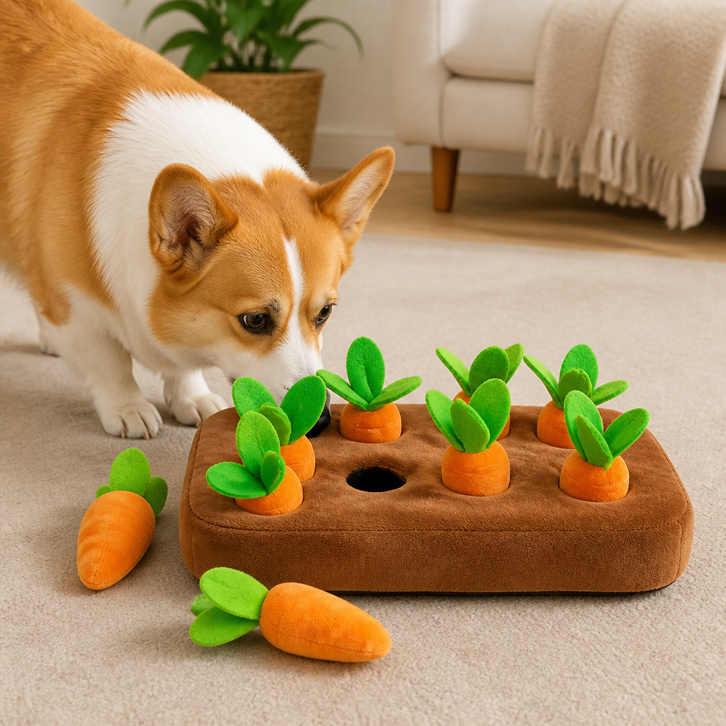 DogBedHouse Interactive Plush Carrot Snuffle Mat