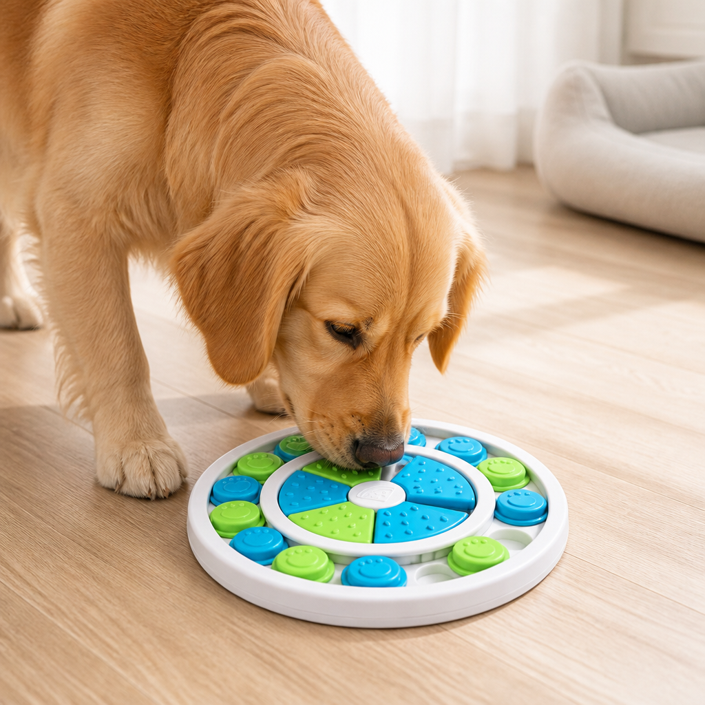 DogBedHouse Interactive Puzzle & Non-Slip Slow-Feeder Bowl