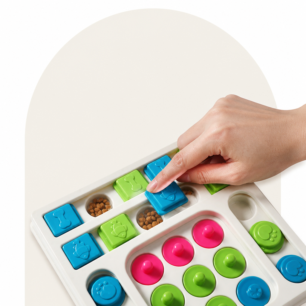 DogBedHouse Interactive Puzzle & Non-Slip Slow-Feeder Bowl