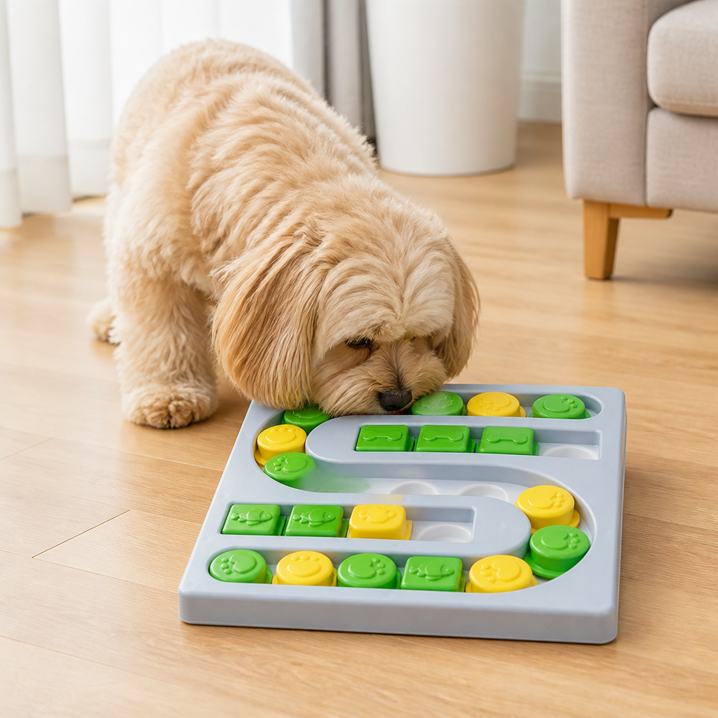 DogBedHouse Interactive Puzzle & Non-Slip Slow-Feeder Bowl
