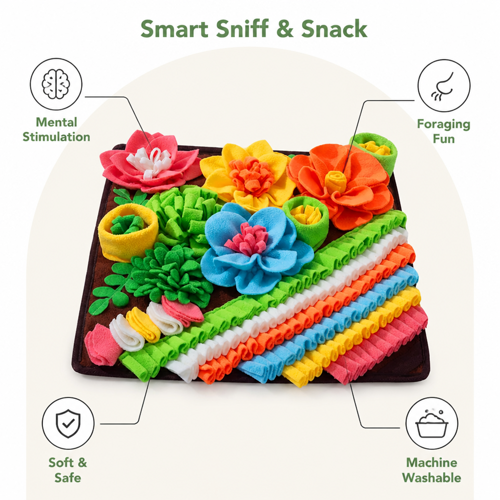 DogBedHouse Interactive Slow-Feeding Snuffle Mat (Machine-Washable)