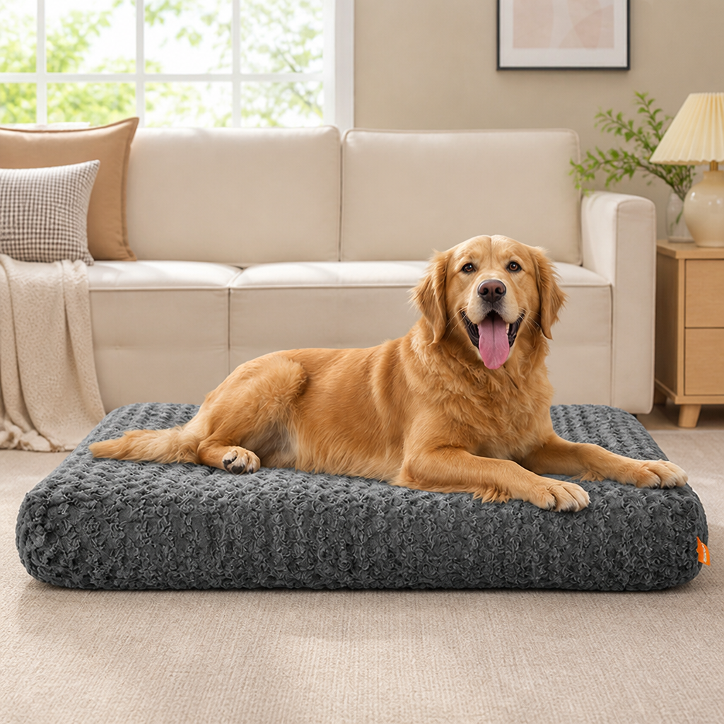 DogBedHouse Joint Support Plush Rose & Non-Slip Dog Bed (Washable)