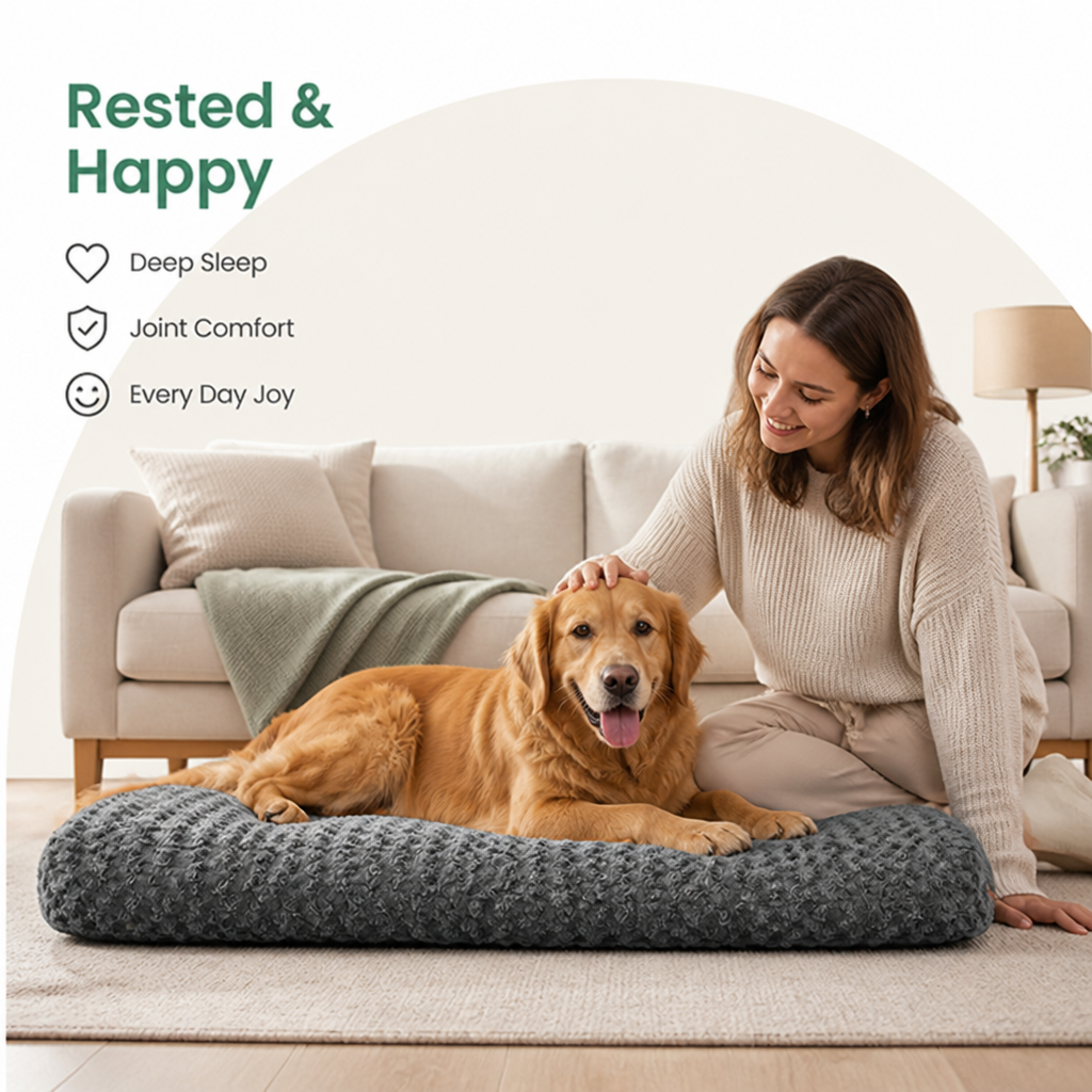 DogBedHouse Joint Support Plush Rose & Non-Slip Dog Bed (Washable)