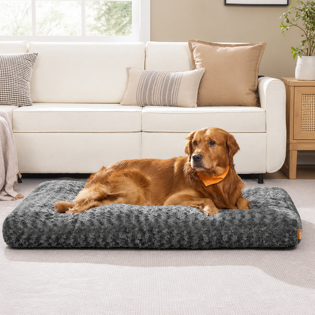 DogBedHouse Joint Support Plush Rose & Non-Slip Dog Bed (Washable)