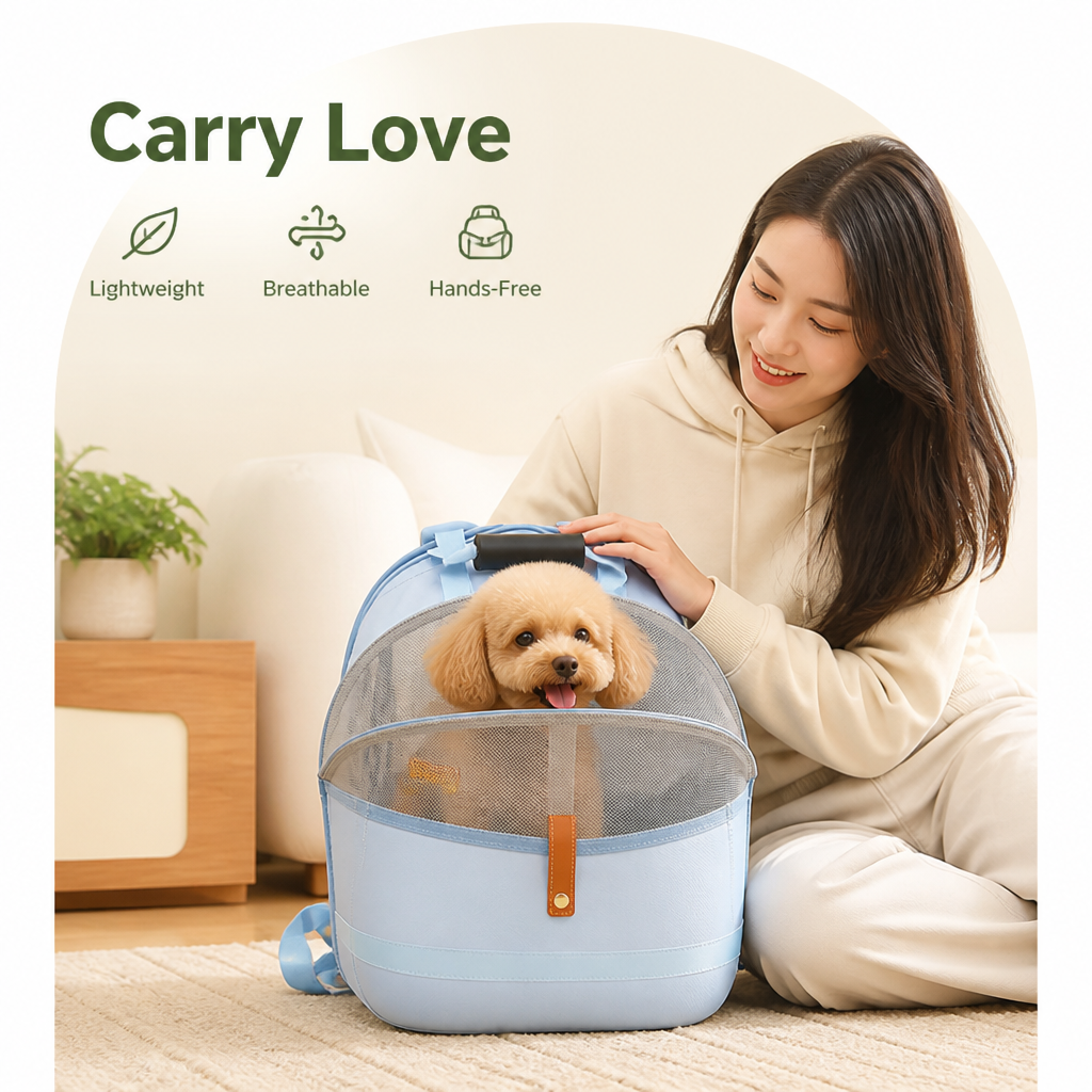 DogBedHouse Large Breathable Foldable Travel Backpack (Dual Shoulder Straps)