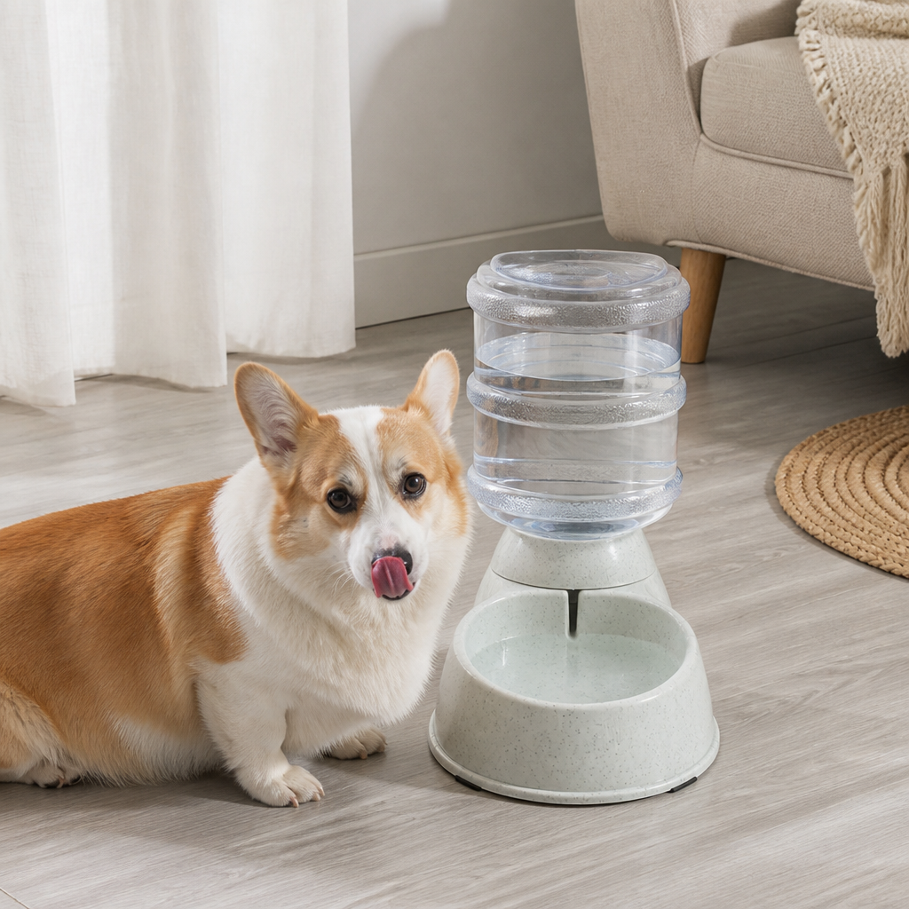 DogBedHouse Large Capacity Automatic Food & Water Feeder (Removable Bowls)
