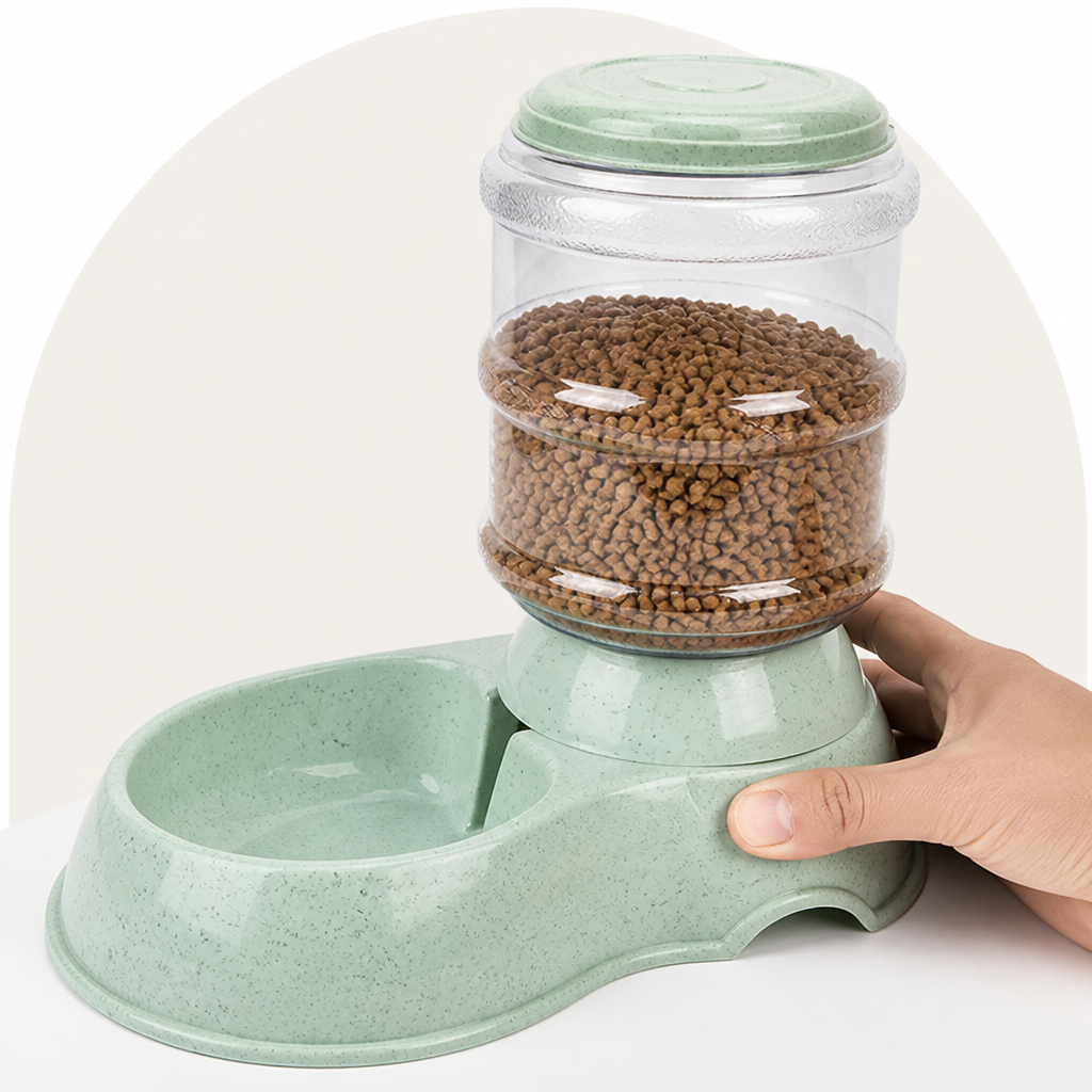 DogBedHouse Large Capacity Automatic Food & Water Feeder (Removable Bowls)