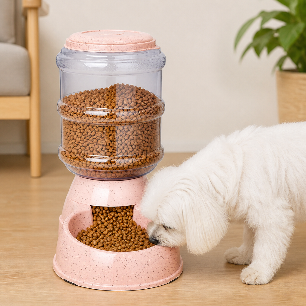 DogBedHouse Large Capacity Automatic Food & Water Feeder (Removable Bowls)