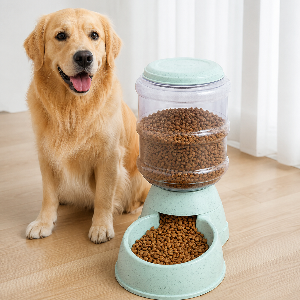 DogBedHouse Large Capacity Automatic Food & Water Feeder (Removable Bowls)