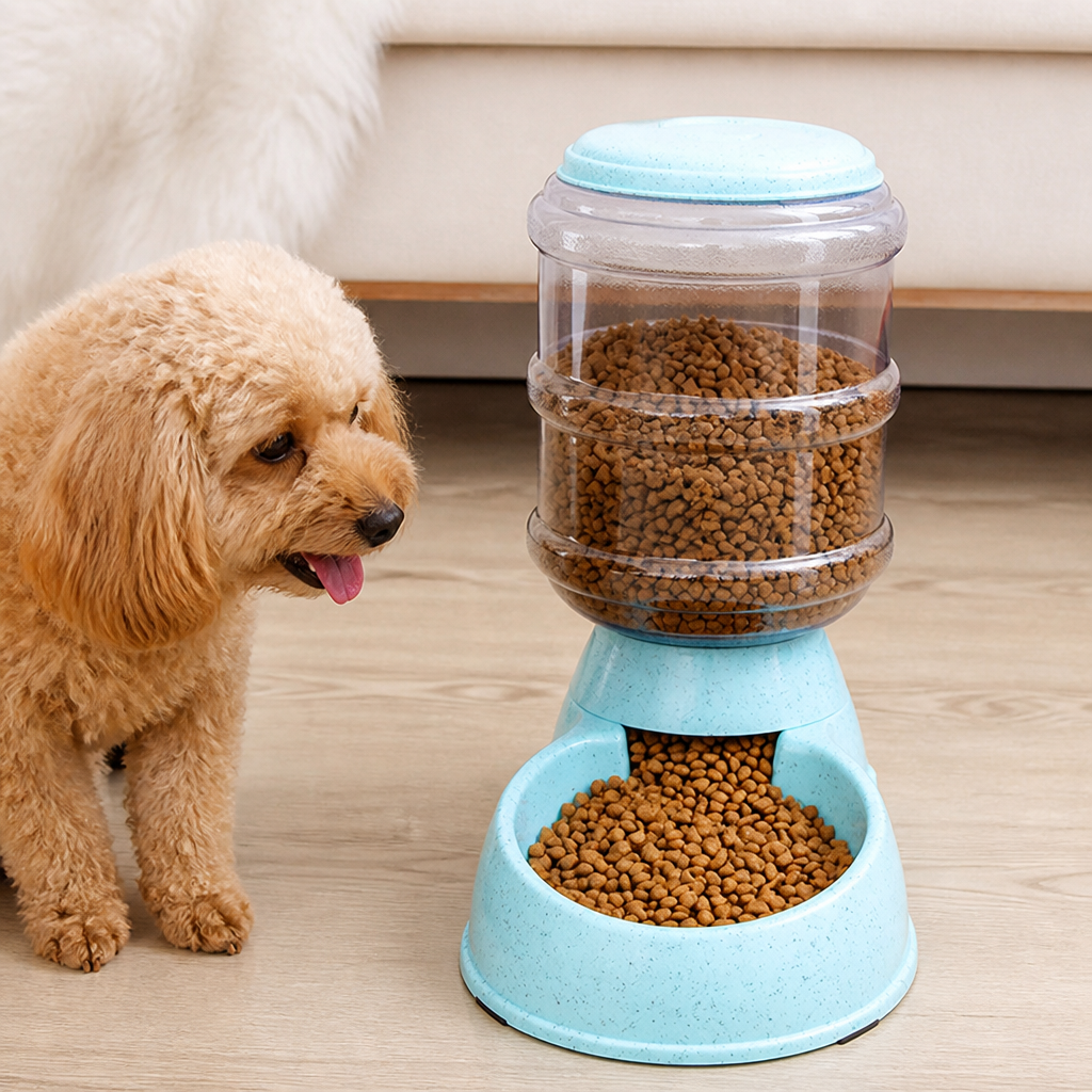 DogBedHouse Large Capacity Automatic Food & Water Feeder (Removable Bowls)