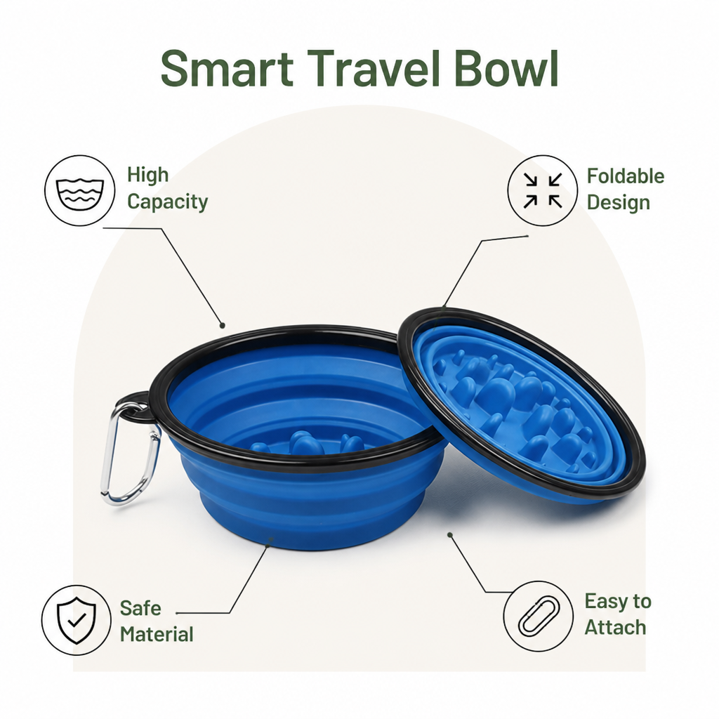 DogBedHouse Large Capacity Collapsible Travel Dog Bowl