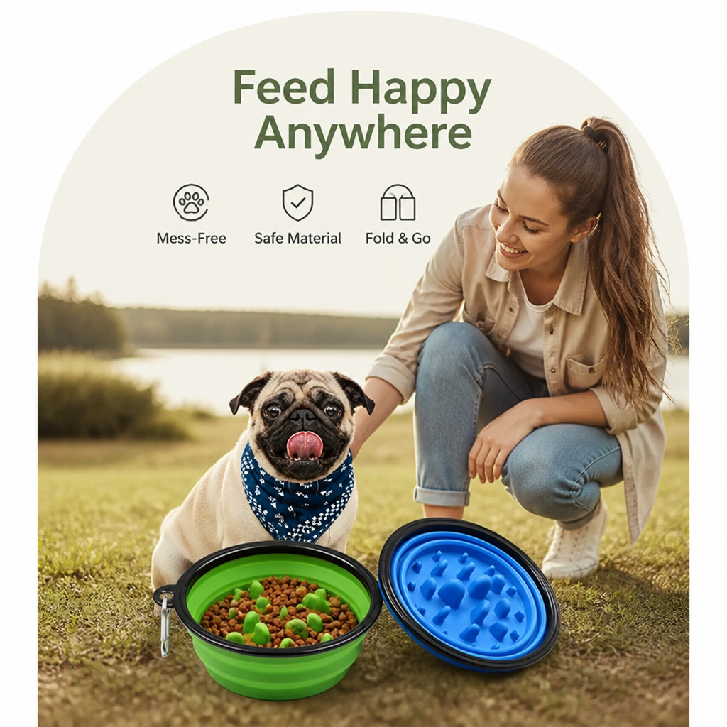 DogBedHouse Large Capacity Collapsible Travel Dog Bowl