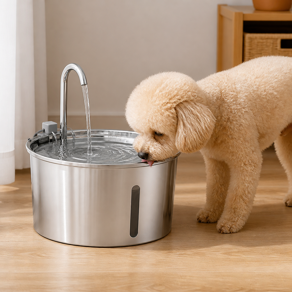 DogBedHouse Large-Capacity Filtered Pet Water Fountain (Water-Level Window)