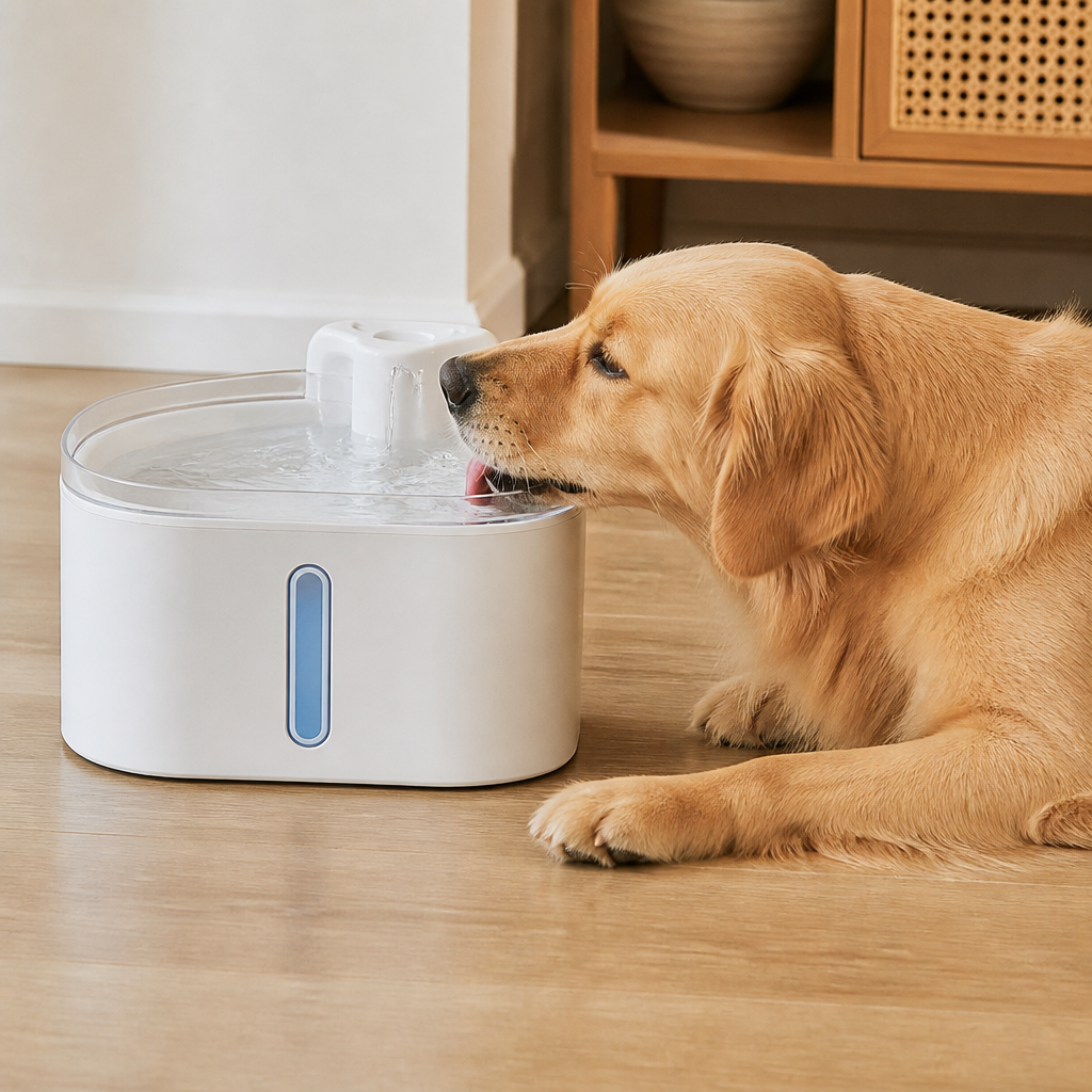 DogBedHouse Large-Capacity Filtered Pet Water Fountain (Water-Level Window)