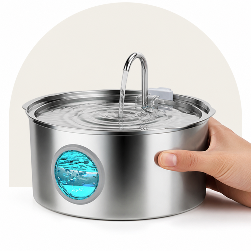 DogBedHouse Large-Capacity Filtered Pet Water Fountain (Water-Level Window)