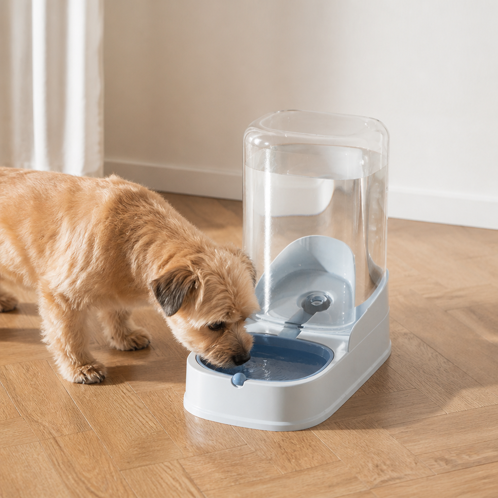 DogBedHouse Large Capacity Gravity-Fed Ceramic Pet Feeder & Water Dispenser