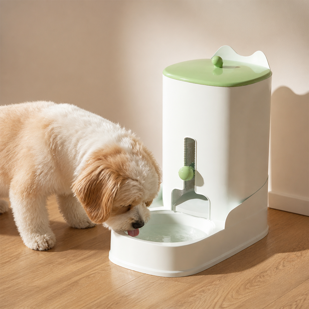 DogBedHouse Large Capacity Gravity-Fed Ceramic Pet Feeder & Water Dispenser