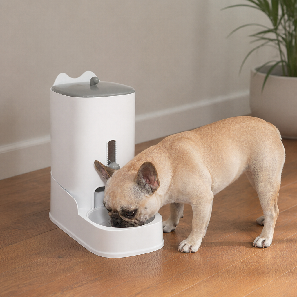 DogBedHouse Large Capacity Gravity-Fed Ceramic Pet Feeder & Water Dispenser