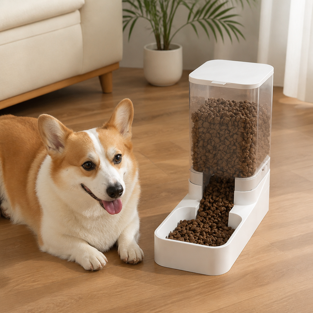 DogBedHouse Large-Capacity Gravity Pet Feeder & Waterer