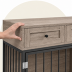 DogBedHouse Large Waterproof Wood & Chew-Resistant Metal Dog Crate (With Drawers)
